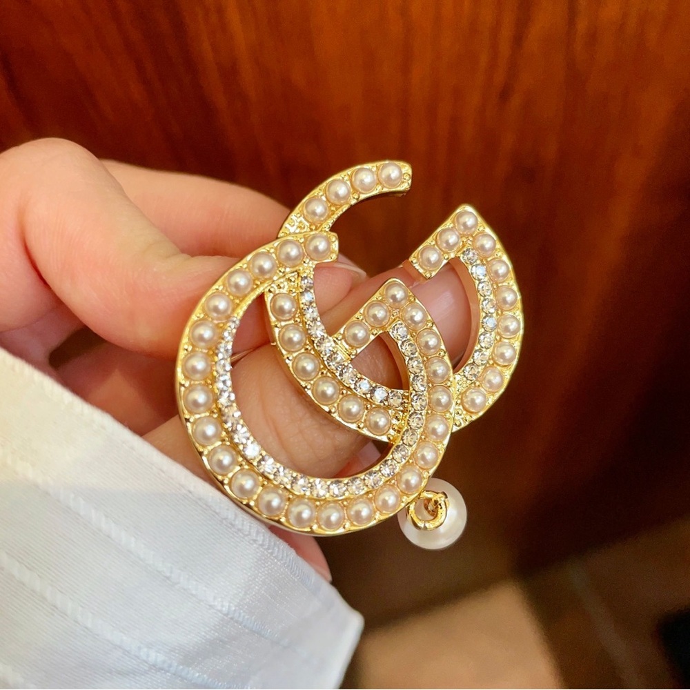 Gucci new double G pearl brooch retro design - Picture 5 of 6